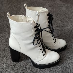 BP X Claudia Sulewski Evie Lace Up Boots (White/Black) 12 US / 43 EU